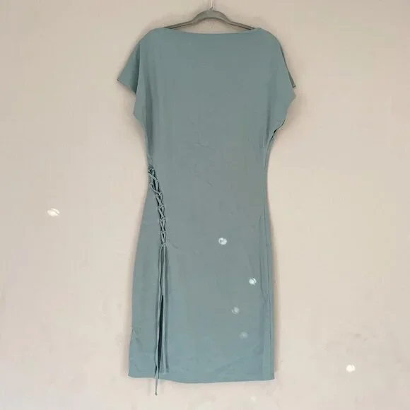 REISS green Theodora lace up fitted dress - armafbd.com